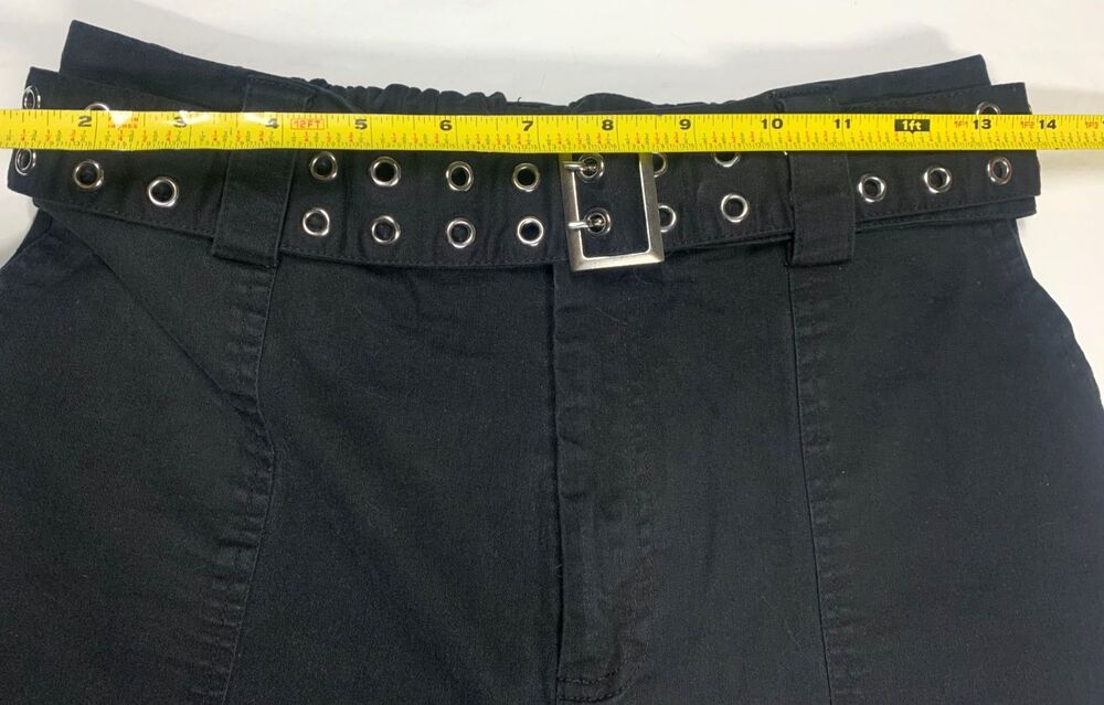 Current Mood Dolls Kill Black Wide Leg Buckle Cargo Pants Goth Grunge Size M - Picture 4 of 8